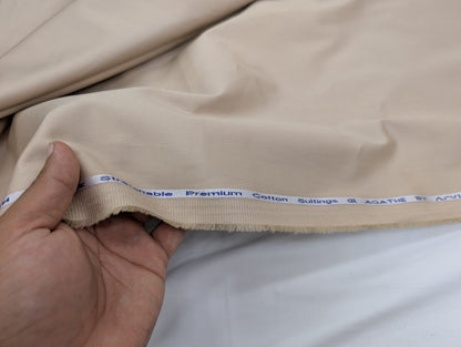 Arvind 100% Cotton Stretched Suiting Fabric (Beige)