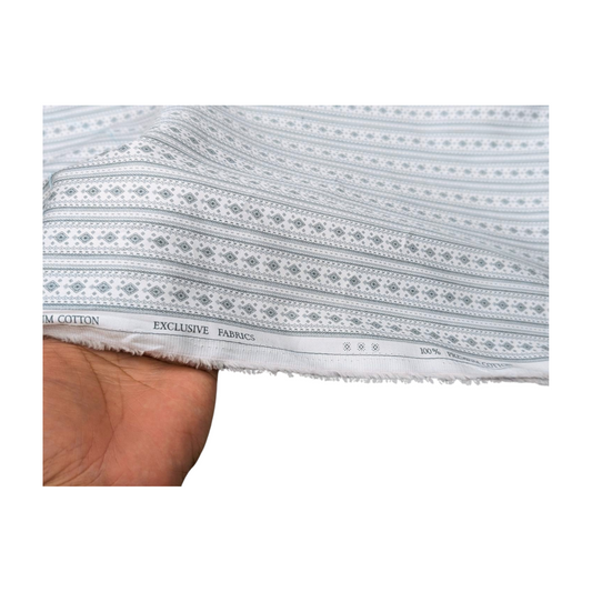 Solino 100% Premium Cotton Printed Shirting Fabric (Light Blue)