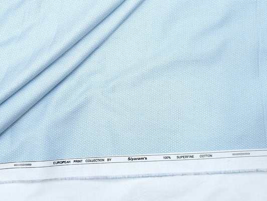 Siyaram's 100% Premium Cotton Printed Shirting Fabric (Light Blue)
