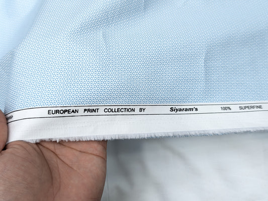 Siyaram's 100% Premium Cotton Printed Shirting Fabric (Light Blue)
