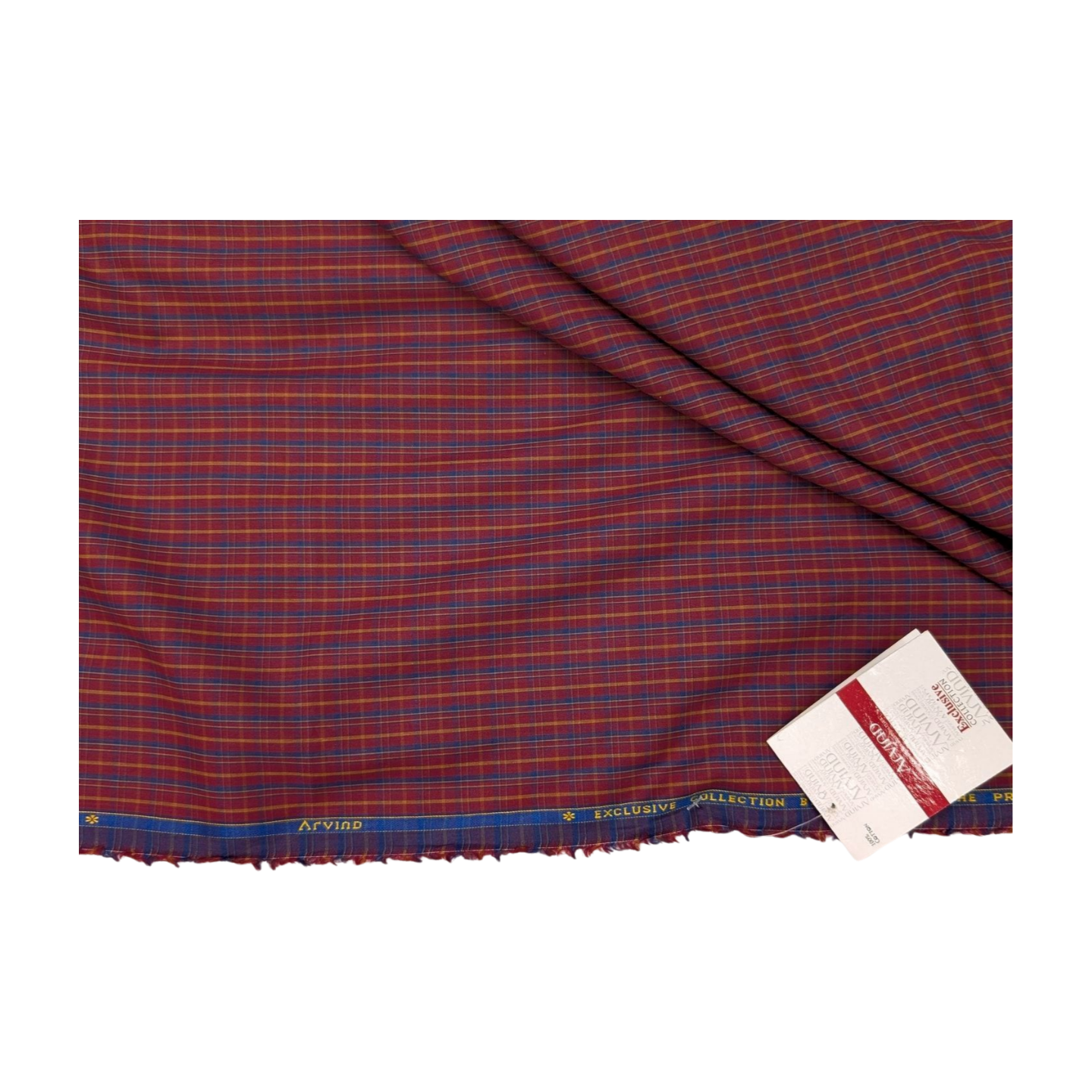 Arvind 100% Premium Cotton Checks Shirting Fabric (Red)