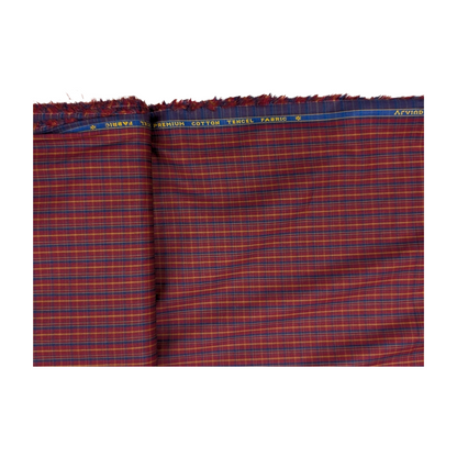 Arvind 100% Premium Cotton Checks Shirting Fabric (Red)