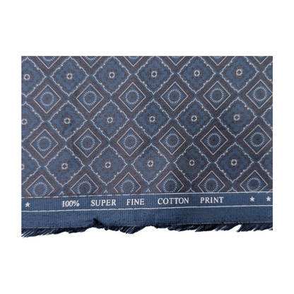Solino 100% Premium Cotton Printed Shirting Fabric (Blue)