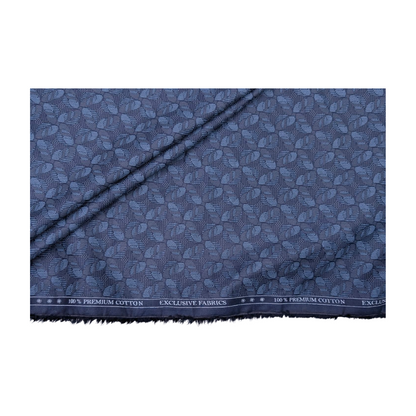 Solino 100% Premium Cotton Floral Printed Shirting Fabric (Blue)
