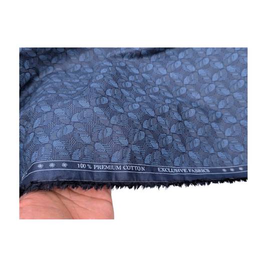 Solino 100% Premium Cotton Floral Printed Shirting Fabric (Blue)