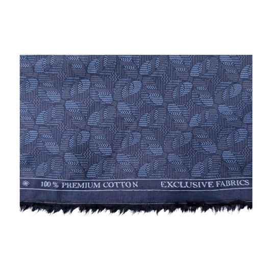 Solino 100% Premium Cotton Floral Printed Shirting Fabric (Blue)