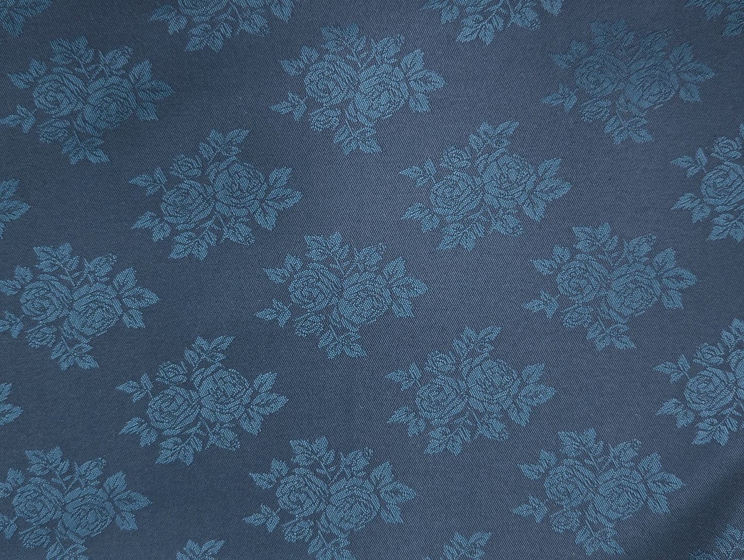 Designer Floral Printed Suiting Fabric for Blazer & Nehru Jacket (Deep Blue)