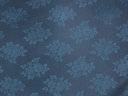 Designer Floral Printed Suiting Fabric for Blazer & Nehru Jacket (Deep Blue)