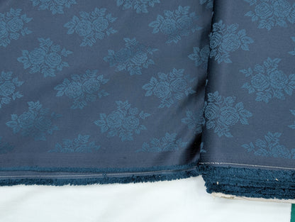 Designer Floral Printed Suiting Fabric for Blazer & Nehru Jacket (Deep Blue)