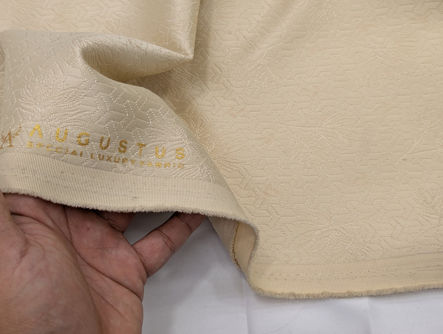 Augustus Designer Suiting Fabric for Blazer & Nehru Jacket (Beige Yellow)