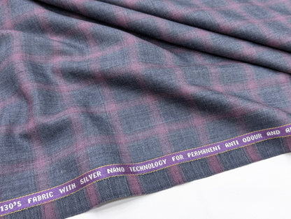 Raymond Wool Blend Super 130s Checkered Unstitched Suiting Fabric