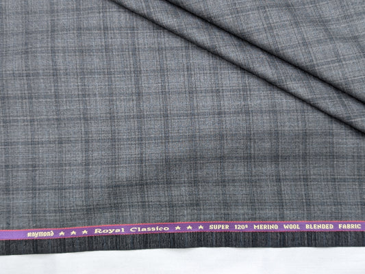 Raymond Merino Wool Blend Super 120s Unstitched Suiting Fabric (Steel Grey)