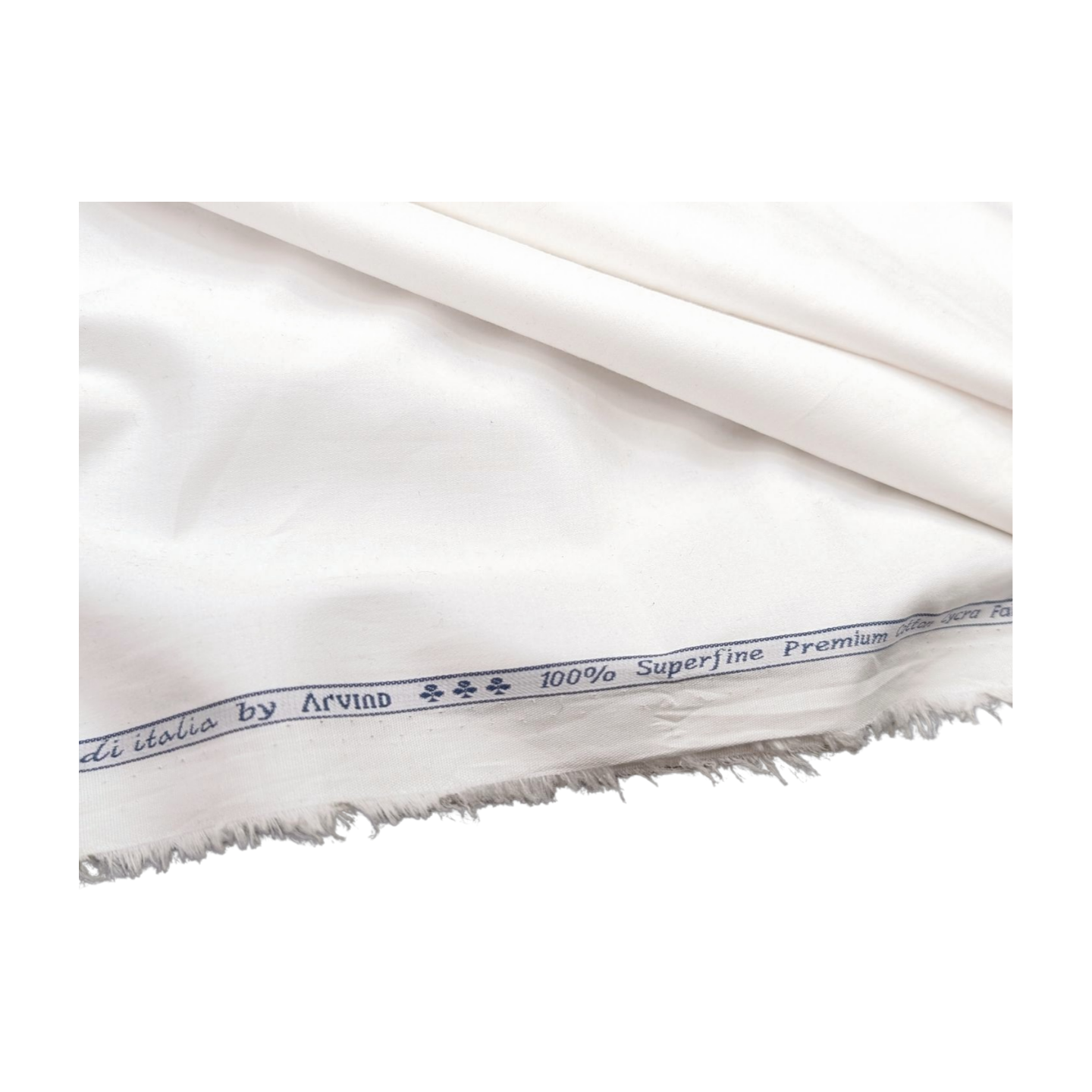 Arvind 100% Superfine Premium Cotton Lycra Shirting Fabric (White)