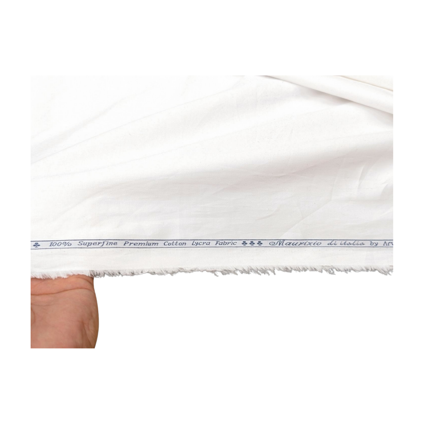 Arvind 100% Superfine Premium Cotton Lycra Shirting Fabric (White)