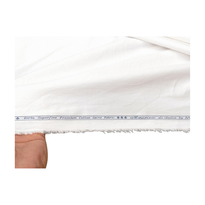 Arvind 100% Superfine Premium Cotton Lycra Shirting Fabric (White)