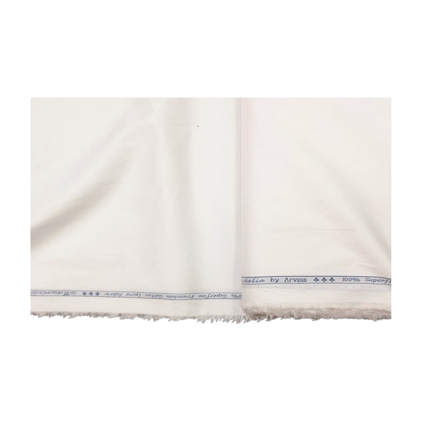 Arvind 100% Superfine Premium Cotton Lycra Shirting Fabric (White)