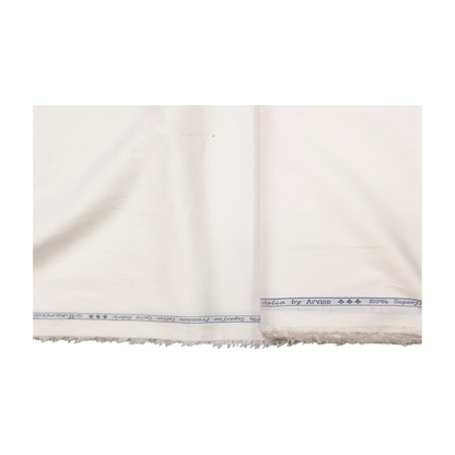 Arvind 100% Superfine Premium Cotton Lycra Shirting Fabric (White)