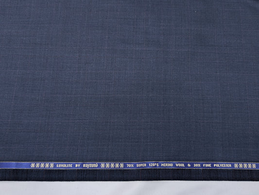 Raymond Luxolite Super 120's Merino Wool Blend Premium Unstitched Suiting Fabric (Checkered Midnight Blue)