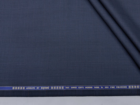 Raymond Luxolite Super 120's Merino Wool Blend Premium Unstitched Suiting Fabric (Checkered Midnight Blue)
