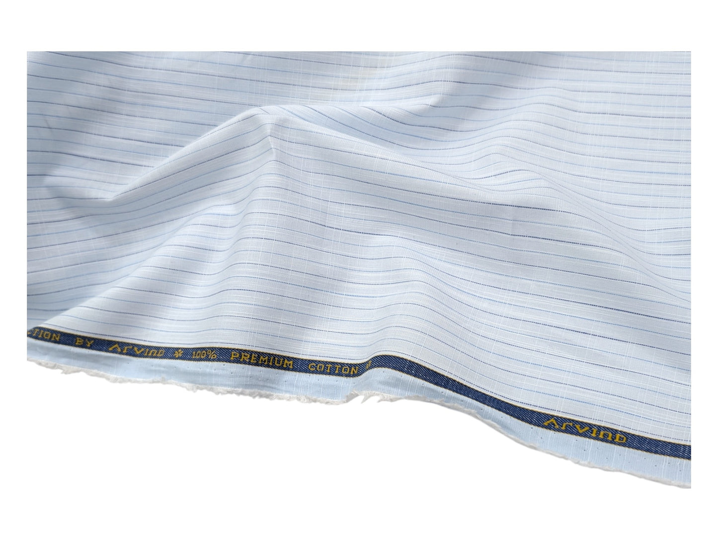 Arvind Premium Cotton Shirting Fabric (Exclusive Blue Striped)
