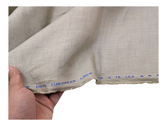 100% European Linen Shirting Fabric (Beige) - 60 LEA
