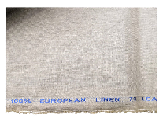 100% European Linen Shirting Fabric (Beige) - 60 LEA