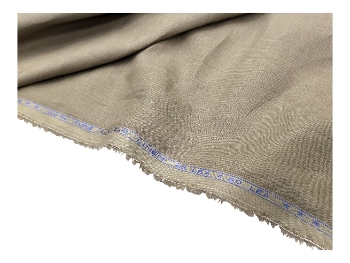 100% European Linen Shirt Fabric (Dusty Olive Green) - 60 LEA