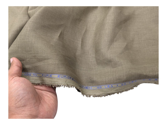 100% European Linen Shirt Fabric (Dusty Olive Green) - 60 LEA