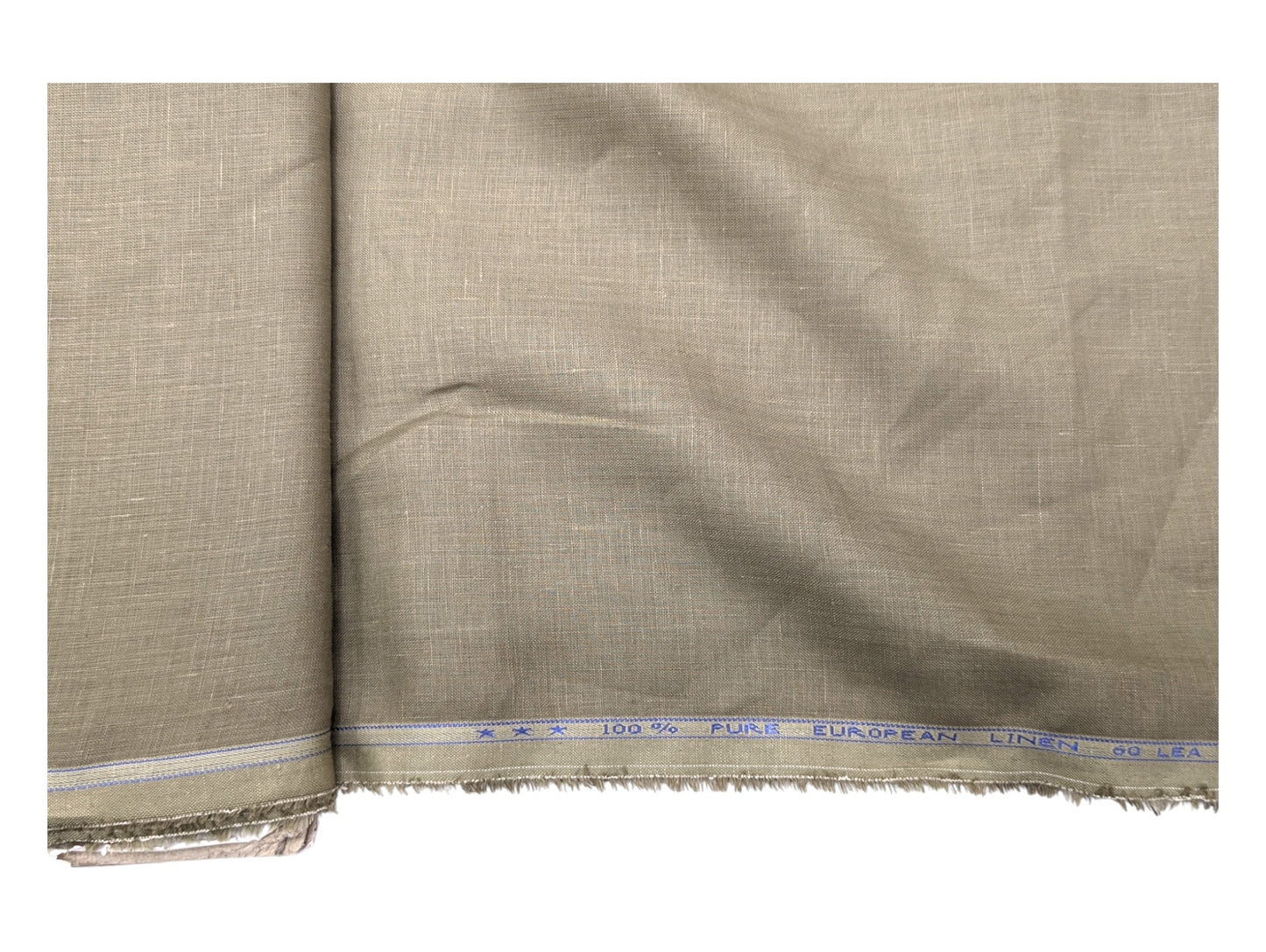 100% European Linen Shirt Fabric (Dusty Olive Green) - 60 LEA