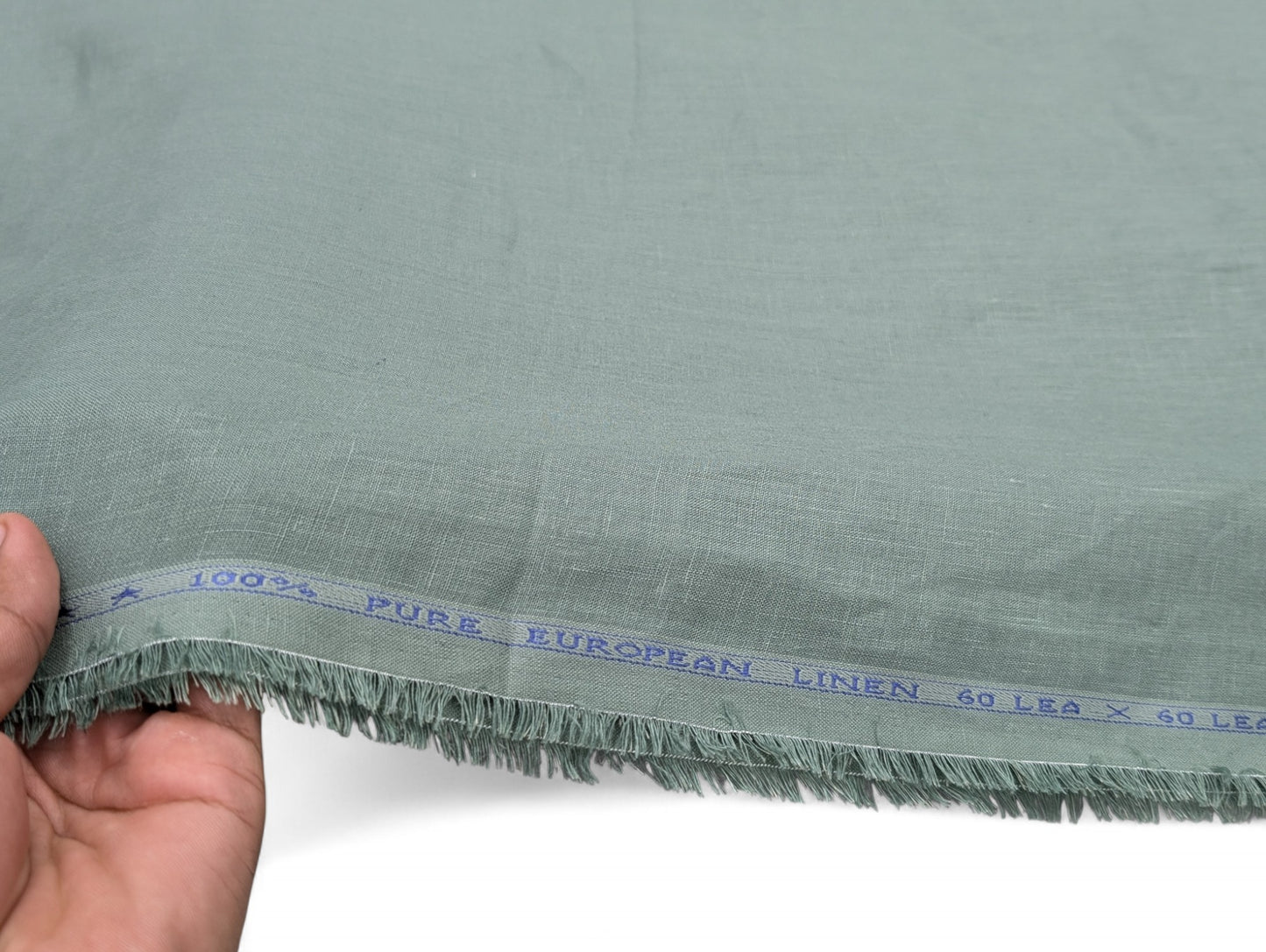 100% European Linen Shirt Fabric (Pastel Green) - 60 LEA