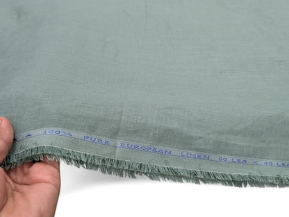 100% European Linen Shirt Fabric (Pastel Green) - 60 LEA