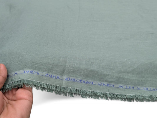 100% European Linen Shirt Fabric (Pastel Green) - 60 LEA