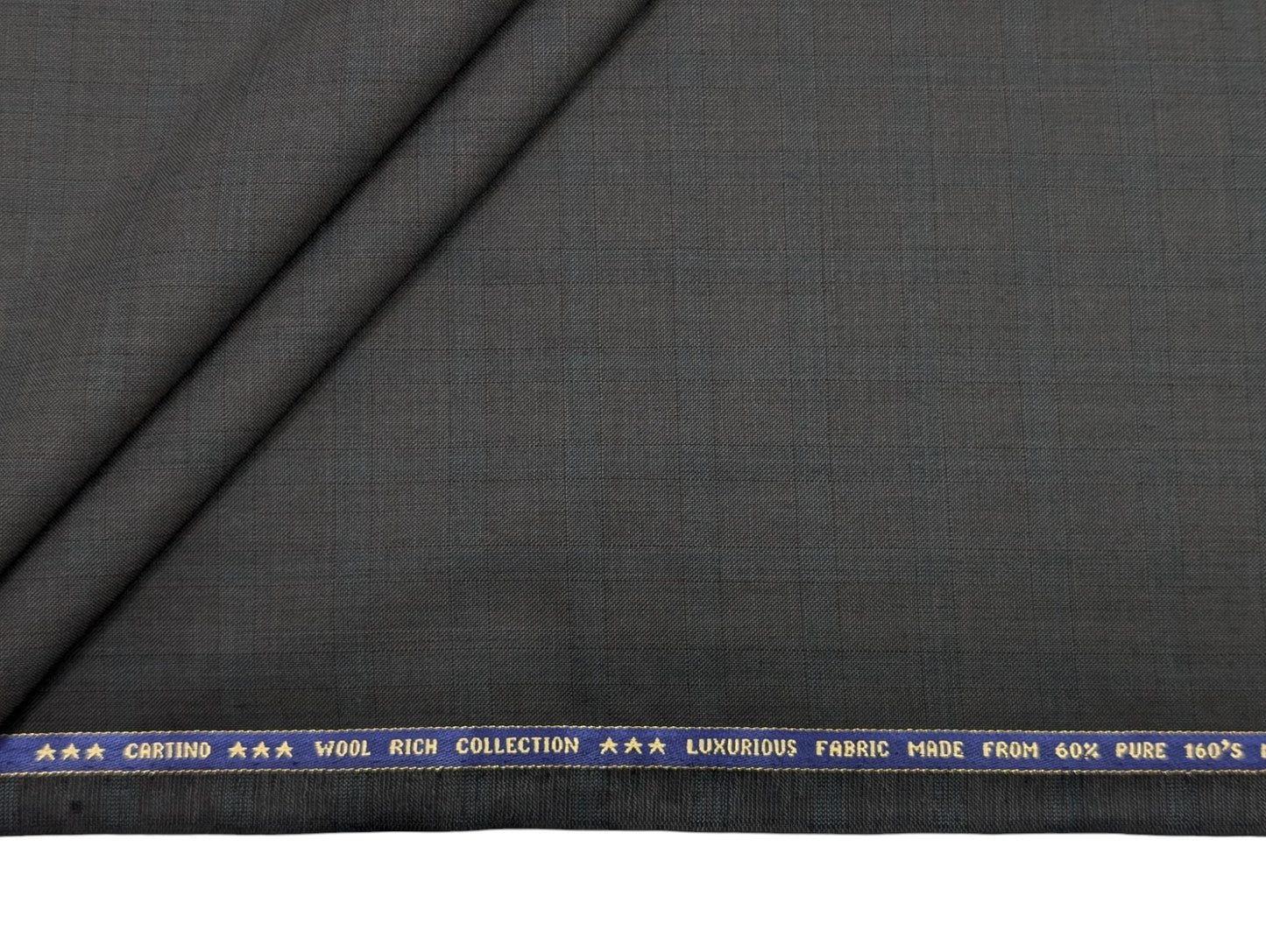 Raymond Cartino 160s Merino Wool Blend Unstitched Suiting Fabric (Charcoal Gray, Self Checks)