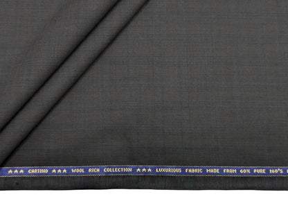 Raymond Cartino 160s Merino Wool Blend Unstitched Suiting Fabric (Charcoal Gray, Self Checks)