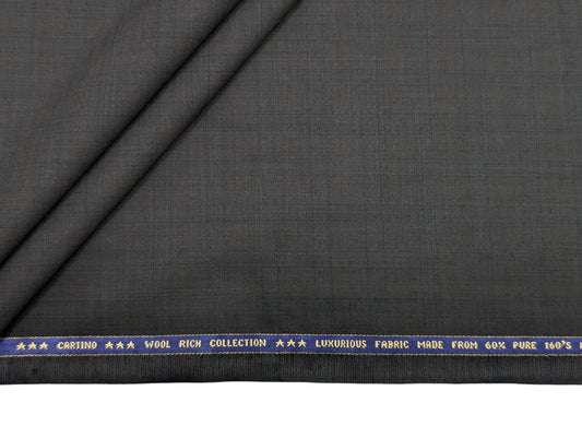 Raymond Cartino 160s Merino Wool Blend Unstitched Suiting Fabric (Charcoal Gray, Self Checks)