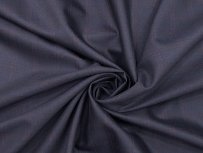 Raymond Cartino 160s Merino Wool Blend Unstitched Suiting Fabric (Navy & Burgundy Checks)
