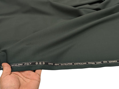 Cavalero Italy 95% Wool Super 180’s Extrafine Australian Merino Wool Unstitched Suiting Fabric (Rich Bottle Green)