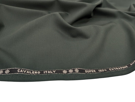 Cavalero Italy Super 180’s Extrafine Australian Merino Wool Unstitched Suiting Fabric (Rich Bottle Green)