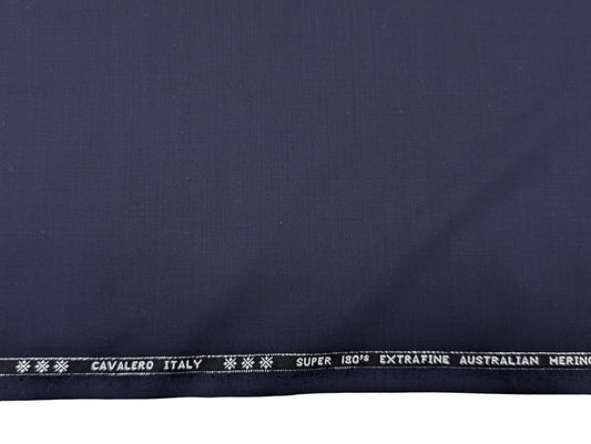 Cavalero Italy Super 180’s Extrafine Australian Merino Wool Unstitched Suiting Fabric (Rich Navy Blue)