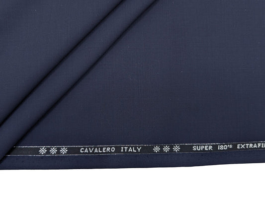 Cavalero Italy Super 180’s Extrafine Australian Merino Wool Unstitched Suiting Fabric (Rich Navy Blue)