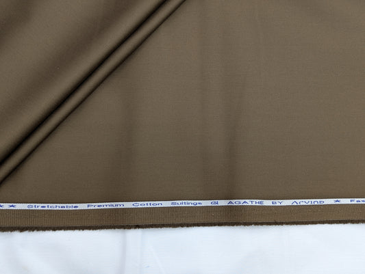 Arvind 100% Cotton Stretched Suiting Fabric (Brown)
