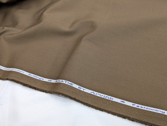 Arvind 100% Cotton Stretched Suiting Fabric (Brown)