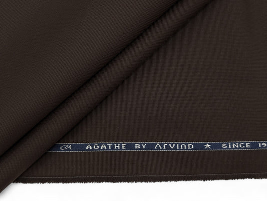 Arvind 100% Cotton Textured Suiting Fabric (Dark Brown)