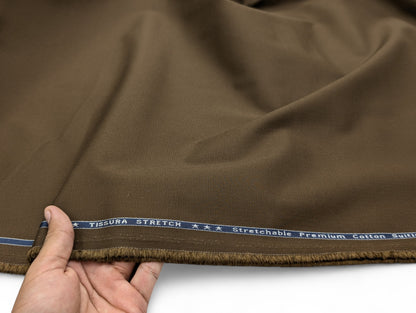 Arvind 100% Cotton Textured Suiting Fabric (Brown)