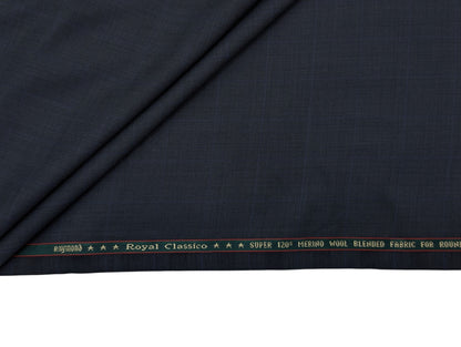 Raymond Royal Classico Super 120’s Merino Wool Blend Suiting Fabric – (Midnight Grey, Checks)