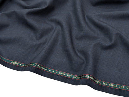 Raymond Royal Classico Super 120’s Merino Wool Blend Suiting Fabric – (Midnight Grey, Checks)