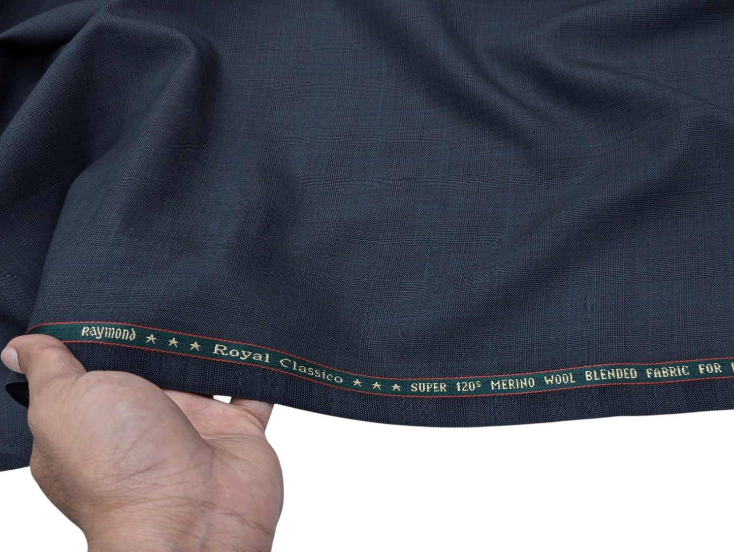Raymond Royal Classico Super 120’s Merino Wool Blend Suiting Fabric – (Midnight Grey, Checks)