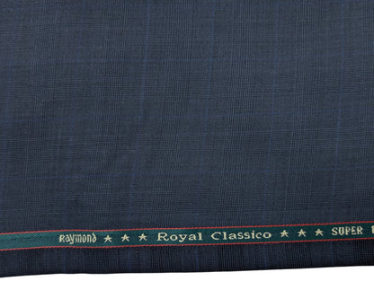 Raymond Royal Classico Super 120’s Merino Wool Blend Suiting Fabric – (Midnight Grey, Checks)