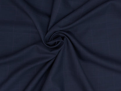 Raymond Royal Classico Super 120’s Merino Wool Blend Suiting Fabric – (Midnight Blue , Checks)