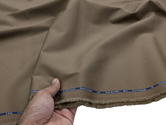 Arvind 100% Cotton Stretched Textured Suiting Fabric (Brown)